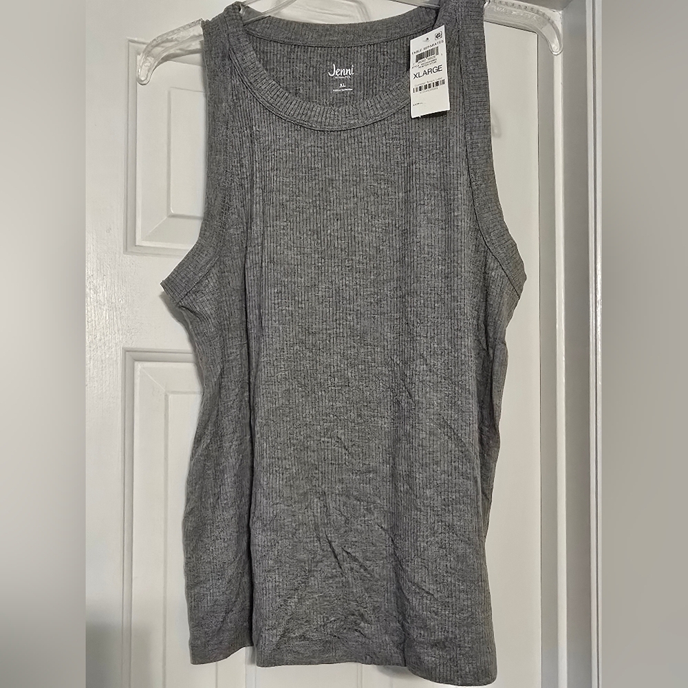 NWT Women's Jenni Intimated Ribbed Sleeveless Tank Pajama Top - Gray- XL